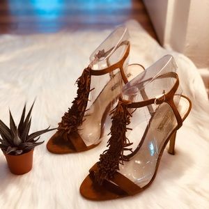 BCBGENERATION Clue Fringe T-Strap Dress Sandal